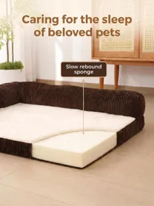 Comfortable pet sofa bed with slow rebound sponge and soft plush lining for dogs and cats.