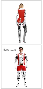 Weihnachten Dalmatiner Tier Cosplay Ganzkörper enger Jumpsuit Neuheit Auftritt Kostüm