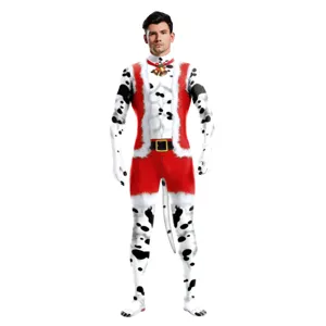 Christmas Dalmatian Santa full body costume tight jumpsuit novelty animal performance party outfit