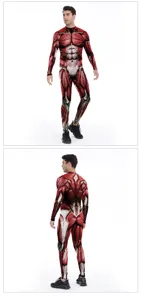 Men's 3D digital print muscle bodysuit costume for party stage performance cosplay wear.