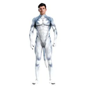 Ανδρική 3D στολή cosplay ζώου λύκος zentai κορμάκι με ουρά και λεπτομέρειες