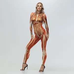 3D Muscle Print Bodysuit Skeleton Anatomy Costume Party Stage Performance Jumpsuit Wear