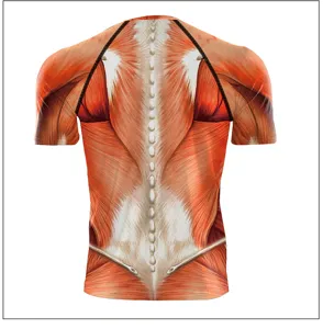 T-shirt de compression à manches courtes avec impression musculaire 3D fitness homme