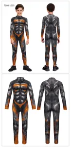 Kids animal cosplay costume digital print jumpsuit wolf beast theme party outfit
