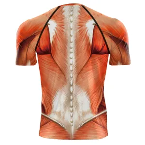 T-shirt de compression imprimé muscle homme manches courtes sport fitness entraînement top