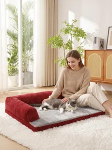 Large pet dog bed sofa washable fleece cushion cozy sofa bed for medium small cats dogs indoor