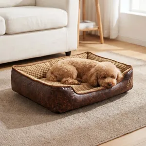 Lit Chaud et Doux pour Animal de Compagnie Lit Lavable pour Chien et Chat Coussin Amovible Broderie de Patte Canapé pour Petits Moyens Grands Chiens