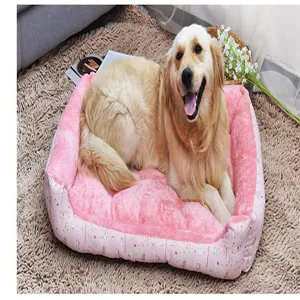 Plush pink dog bed cozy soft pet mat for small medium dogs cats warm sleeping pad interior.