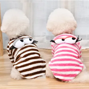 Cute striped dog clothes winter warm puppy apparel for small dogs like teddy bichon pets.