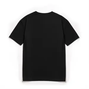 Men's solid black short sleeve casual basic t-shirt back view display product main image