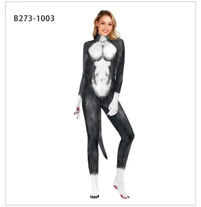 Cosplay stage performance costume digital print husky tight jumpsuit for women party wear.