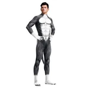 Unisex Husky Animal Digital Print Cosplay Jumpsuit Skinsuit Adult Stage Performance Costume Halloween Party Bodysuit Breathable Polyester Spandex Wear