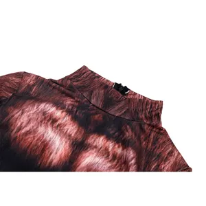 Costume cosplay tuta con stampa muscolare di orso bruno da uomo con collo alto e zip.