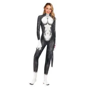 Husky cosplay bodysuit animal digital print full body jumpsuit for party stage performance