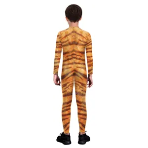 Kids animal digital print cosplay bodysuit stage performance jumpsuit tiger patterns