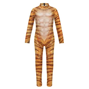 Kids tiger cosplay costume digital print animal bodysuit for stage performance party wear
