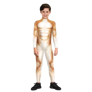 Kids tiger animal cosplay costume long sleeve printed jumpsuit party performance outfit