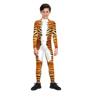 Kids Tiger Cosplay Costume Full Body Jumpsuit Animal Party Dress Up Main Display View