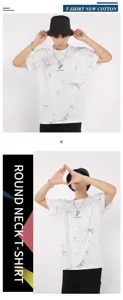 Men's summer short sleeve round neck T-shirt with casual print design, comfortable fit.