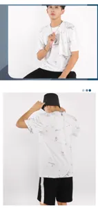 Men short sleeve summer fashion t-shirt casual white tee with stylish marble print design