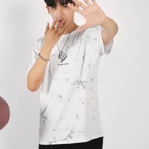 Men's Casual Cotton Blend T-Shirt Summer Short Sleeve Crew Neck Regular Fit Letter Splatter Print Fashion Top