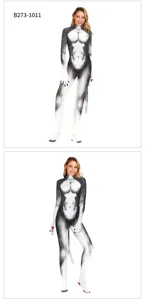 Detailed view of the 3D animal print full-body cosplay bodysuit for stage performance.