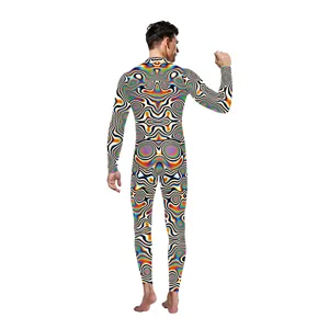 Psychedelische digitale print volledige body zentai pak voor feest en optreden kleding.