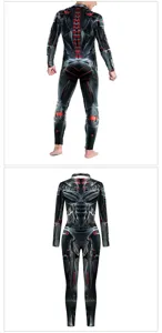 Cyberpunk mechanical digital print tight jumpsuit, cool cosplay bodysuit for men and women.