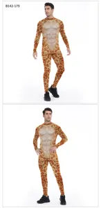 Detailed view of the 3D printed giraffe costume, showing realistic muscle and fur texture.
