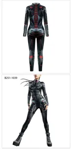 Cyberpunk mechanical digital print cosplay bodysuit unisex sci-fi tight jumpsuit outfit