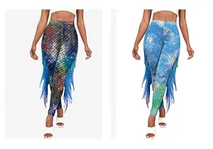 Vue détaillée de leggings de yoga stretch taille haute pour femme avec motif écailles.