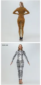 Halloween animal print bodysuit zebra leopard 3d digital print party performance costume