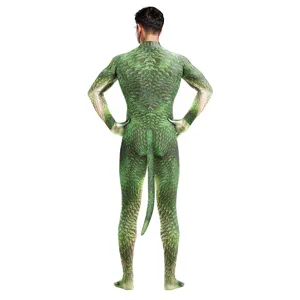Heren 3D geprint dinosaurussen cosplay full body spandex kostuum voor feestje.
