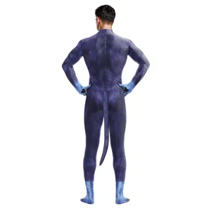 Blue animal cosplay costume full body zentai bodysuit for party performance dress up