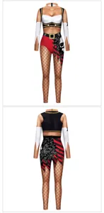Halloween pirata cosplay costume stampa digitale body manica lunga vista dettaglio fronte retro