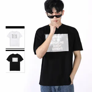 Ανδρικό Casual T-Shirt από Βαμβάκι με Εκτύπωση Γραμμάτων Κοντό Μανίκι Κανονική Γραμμή Στρογγυλή Λαιμόκοψη για Καλοκαίρι Καθημερινή Μόδα Streetwear
