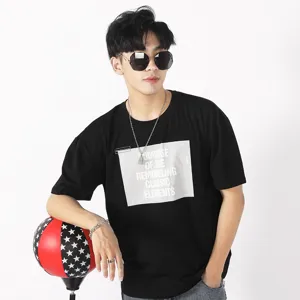 Men's Casual Cotton Letter Print Short Sleeve T-Shirt Regular Fit Crew Neck Tee For Summer Daily Wear Fashion Streetwear