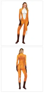 Fox animal cosplay costume jumpsuit with tail for stage performance party outfit dress up