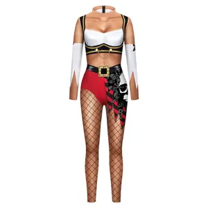 Costume cosplay per feste di Halloween body da pirata con stampa digitale per adulti
