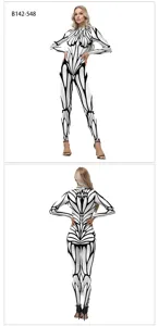Black and white abstract line printed long sleeve jumpsuit detail shot showcasing fit and pattern.