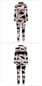 Halloween bloody bandage printed long sleeve jumpsuit bodycon cosplay costume bodysuit