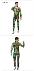 Men's Halloween horror zombie stitched printed full body jumpsuit costume for party role play.