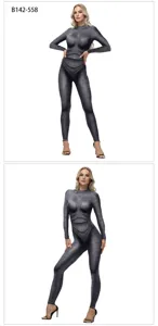 Women long sleeve round neck printed jumpsuit creative bodycon performance outfit