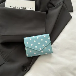Portafoglio donna a pois stile coreano classico, superficie liscia resistente all'usura, elegante.