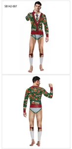 Hombres Navidad gracioso novedad zentai body impresión digital falso jersey feo de navidad cosplay