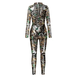 3D digital print skeleton cosplay jumpsuit for women, festival party Halloween fancy dress.