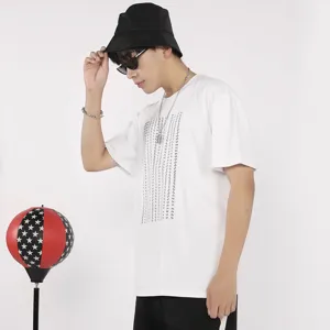 Men short sleeve t-shirt summer new fashion trend casual white printed top apparel