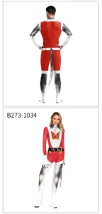 Detailed view of the Christmas Husky cosplay full body zentai costume with printed design.