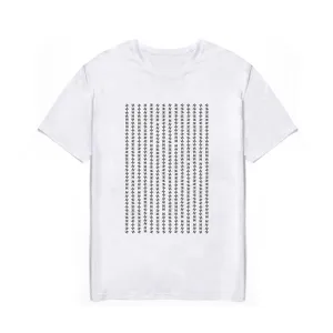 Men's short sleeve white t-shirt with geometric letter print casual summer top basic tee.