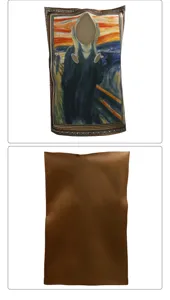 Lustiges Halloween-Party-Kostüm mit berühmtem Schrei-Gemälde-Druck und Kopf-Arm-Öffnungen.